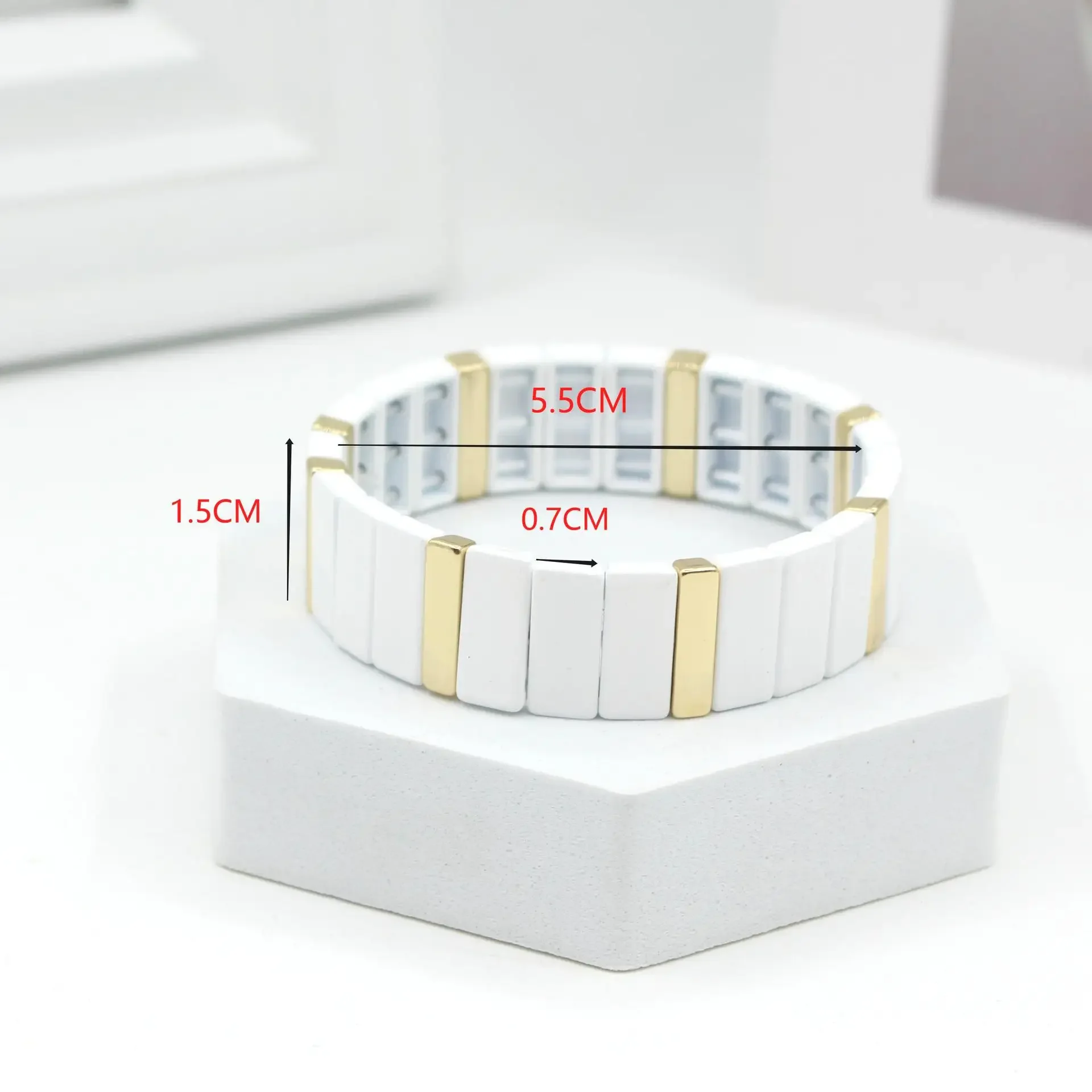 보헤미안 에나멜 화이트 차가운 바람 스태킹 모델, 올  - Ceramic Link Bracelet 리뷰 및 가격