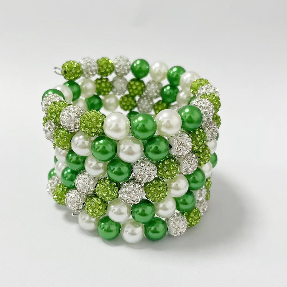레이어드 디자인의 녹색과 흰색 비즈 팔찌 - Ceramic Link Bracelet 리뷰 및 가격