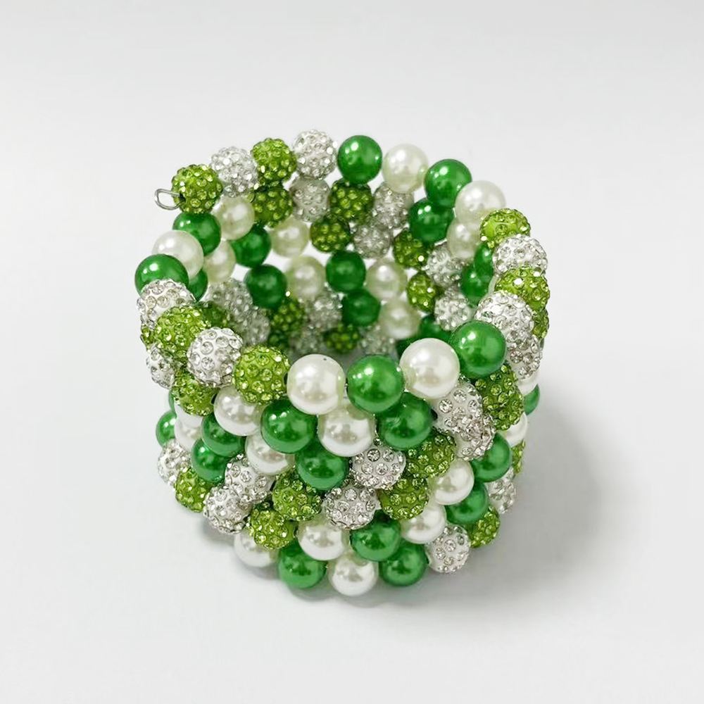 레이어드 디자인의 녹색과 흰색 비즈 팔찌 - Ceramic Link Bracelet 리뷰 및 가격